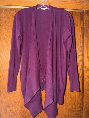 Maurices Draped Open-Front Cardigan - Plum